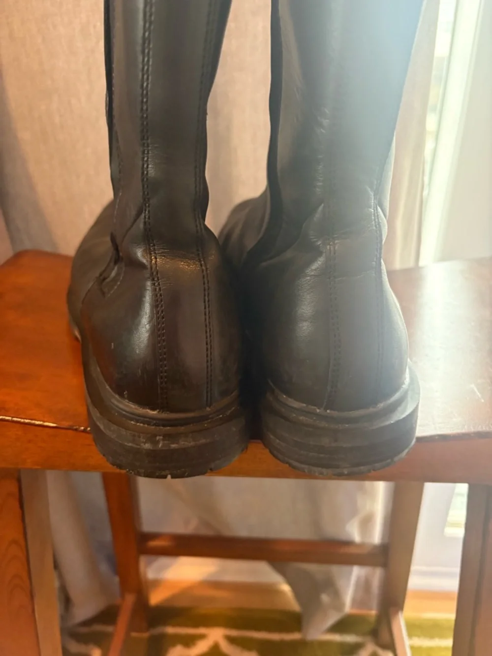 I Travel Mens Mid Length Black Leather Boots w/ Zipper Size 45 Eur